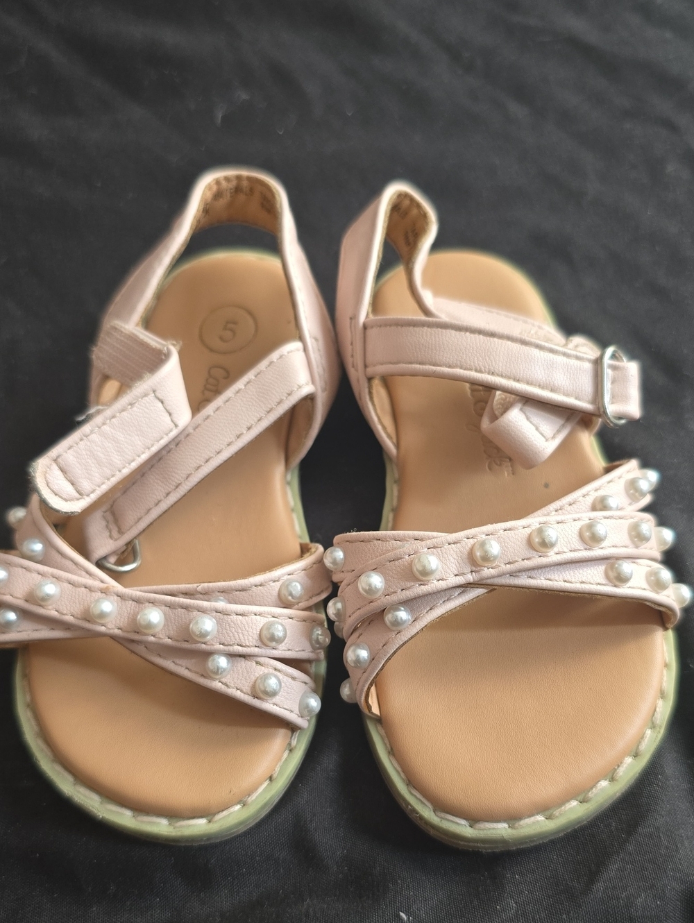 Cat & Jack Blush Pink Pearl Strap Toddler Sandals